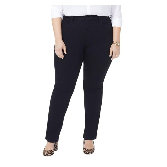 NWT NYDJ Womens Plus Size Marilyn Straight Ankle Jeans WBDMMS2299 Black 18W - Picture 1 of 9